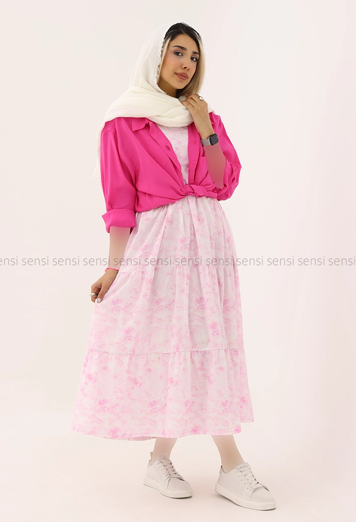 پیراهن پترن دار دو بندکد1005402